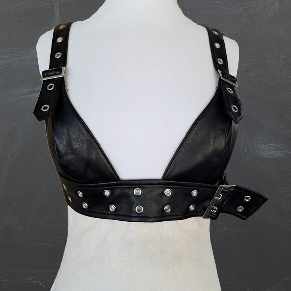 NEW WeWoreWhat Belt Bodice Lace Midi Maxi Dress Sz 8 Black Vegan Leather Ivory - Picture 6 of 15